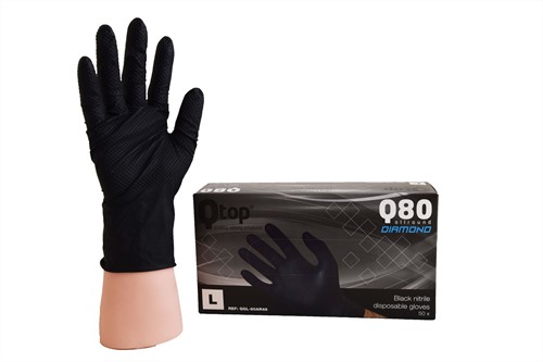Qtop Q80 Diamond Zwart Nitril handschoen - zwart - m