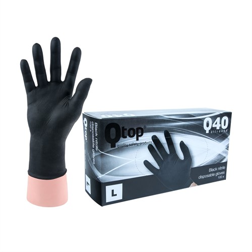 Qtop Q40 Zwarte Nitrile Handschoenen - 9/l