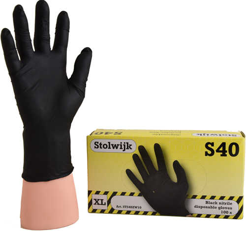 Stolwijk S40 Zwarte Nitril Handschoenen - zwart - 7/s