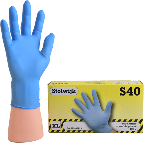 Stolwijk S40 Blauwe Nitril Handschoenen - blauw - 8/m